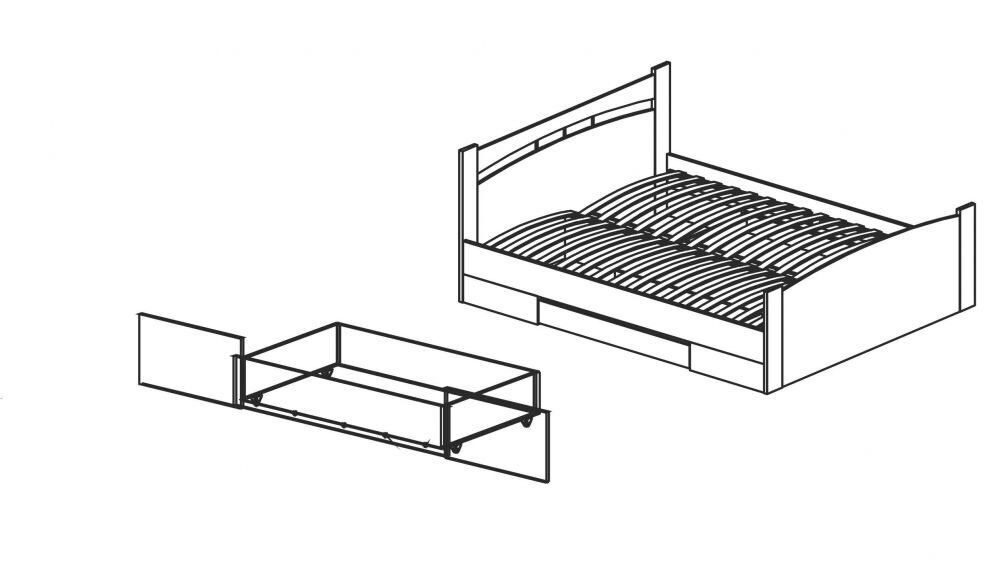 Чертеж кровати с ящиками 160х200